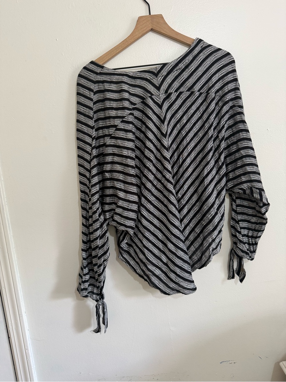 Free People Black & Gray Striped Dolman Sleeve Tunic